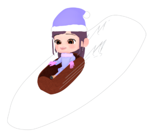 そりで雪を滑る女の子のイラスト
