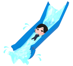 ウォータースライダーを滑る女の子のイラスト