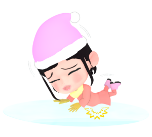滑って転ぶ女の子のイラスト
