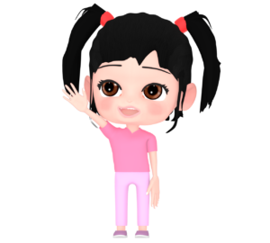 笑顔で手を挙げる女の子のイラスト