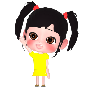 笑顔で手を挙げる女の子のイラスト