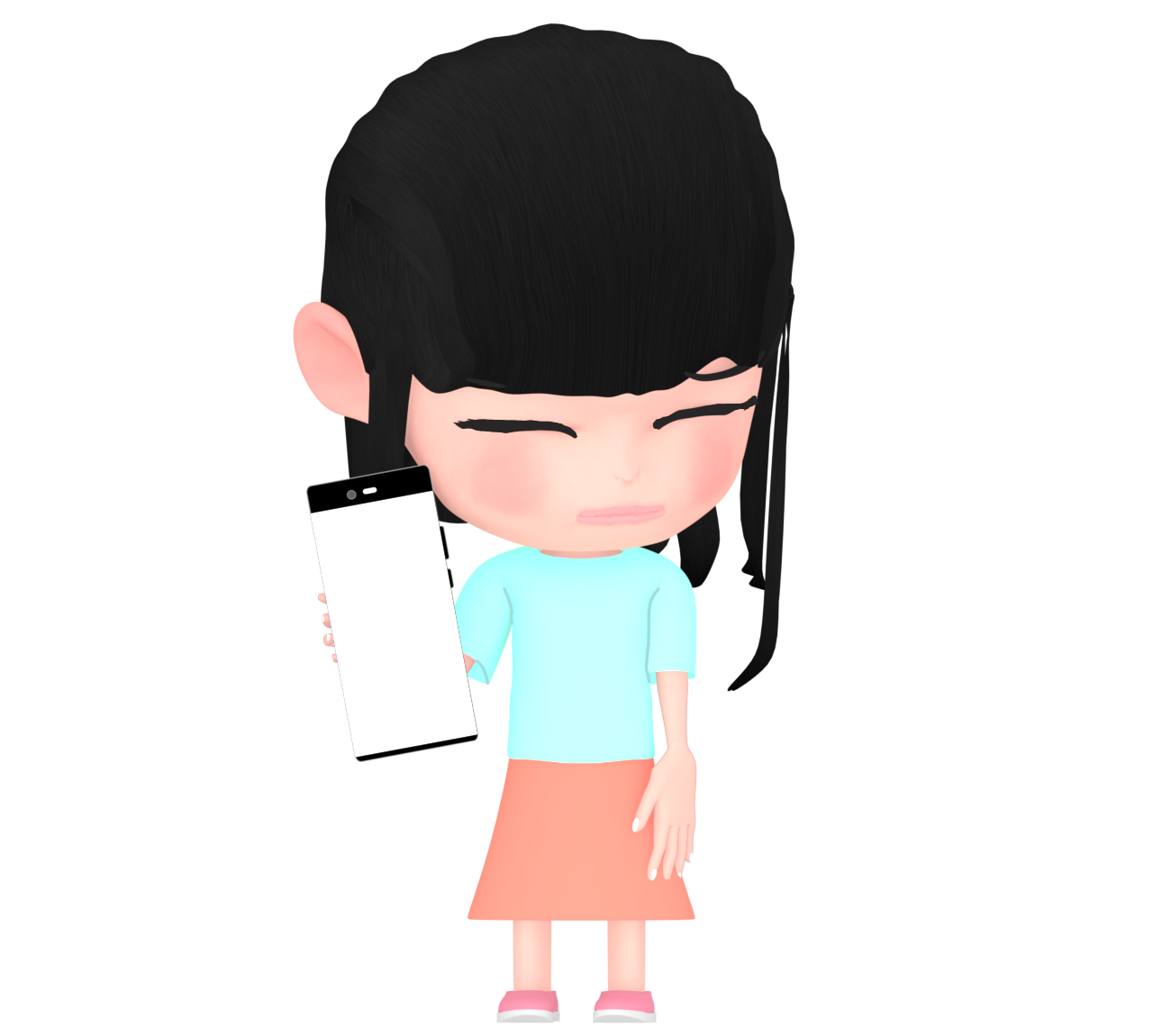 スマートフォンを見ない女の子のイラスト