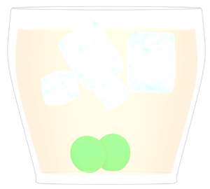 グラスに入った梅酒のイラスト