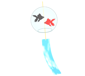 金魚柄の風鈴のイラスト