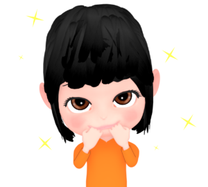 上目づかいの女性のイラスト
