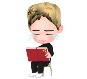 卒業アルバムで号泣をする生徒のイラスト