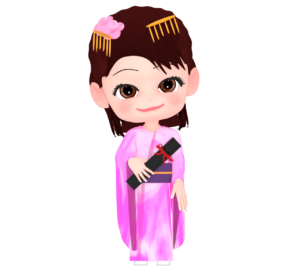 卒業式に袴を着た女子大学生のイラスト