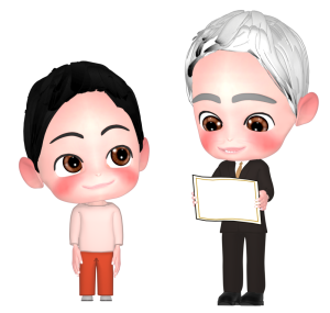 卒業証書を読む先生と受け取る子供のイラスト
