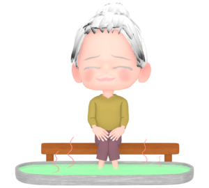 足湯に浸かるおばあちゃんのイラスト