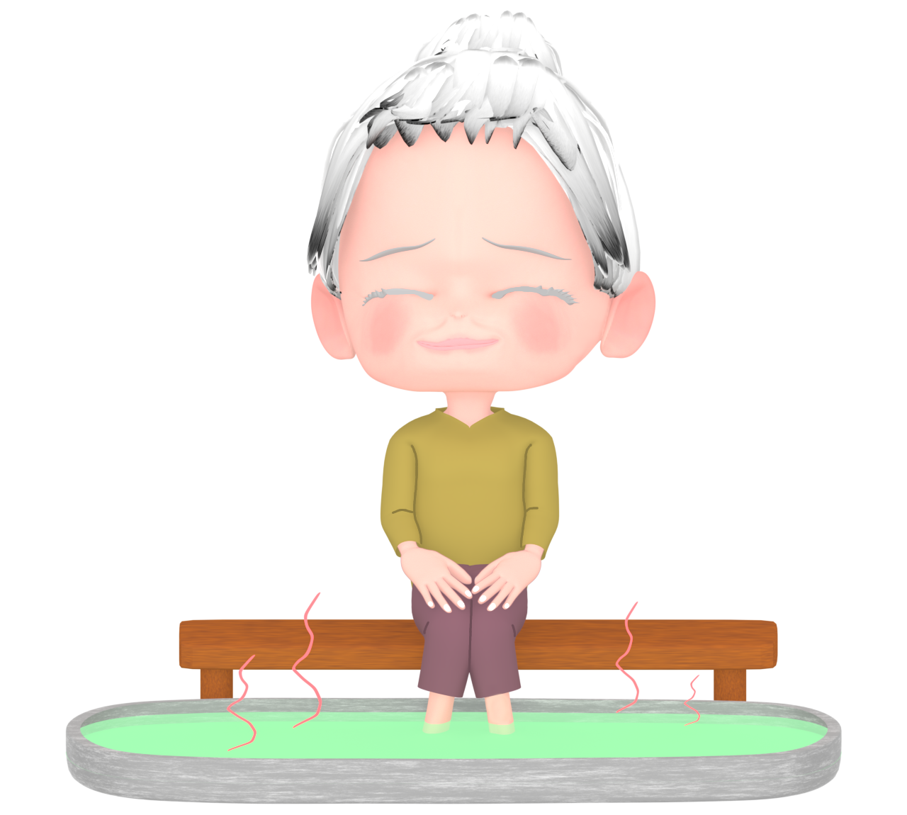足湯に浸かるおばあちゃんのイラスト