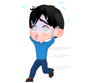 大混乱の男性のイラスト