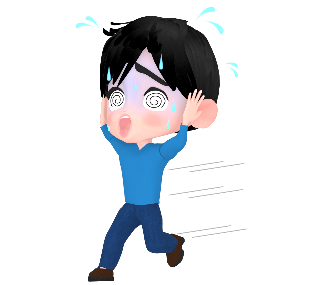 大混乱の男性のイラスト