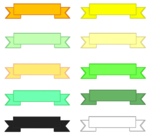 緑色系・白黒のリボンのイラスト