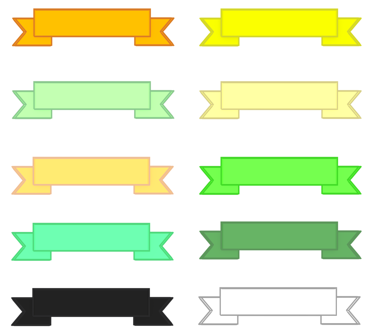 緑色系・白黒のリボンのイラスト