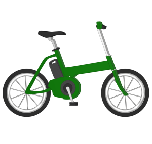 緑色の電動アシスト自転車のイラスト