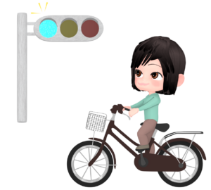 青信号で進む自転車のイラスト