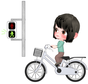 青信号で進む自転車のイラスト