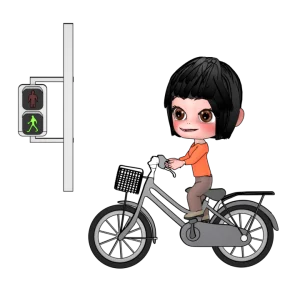 青信号で進む自転車のイラスト