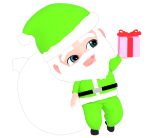 緑色のサンタクロースのイラスト