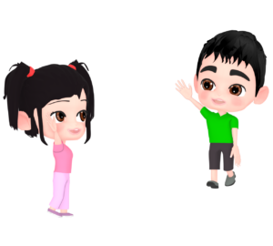挨拶をする男の子と女の子のイラスト