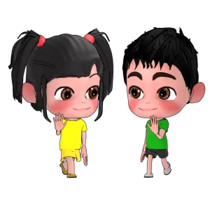 挨拶する男の子と女の子のイラスト