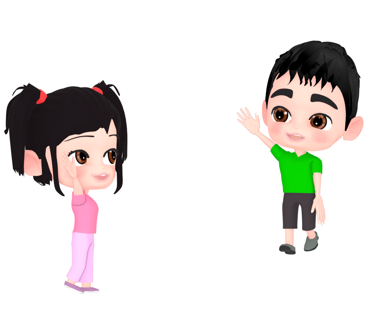 挨拶をする男の子と女の子のイラスト