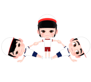 組体操で作る白組の扇のイラスト