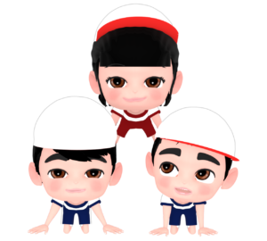 運動会で組み体操をする子どものイラスト