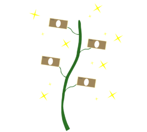 成長をするお金のイラスト
