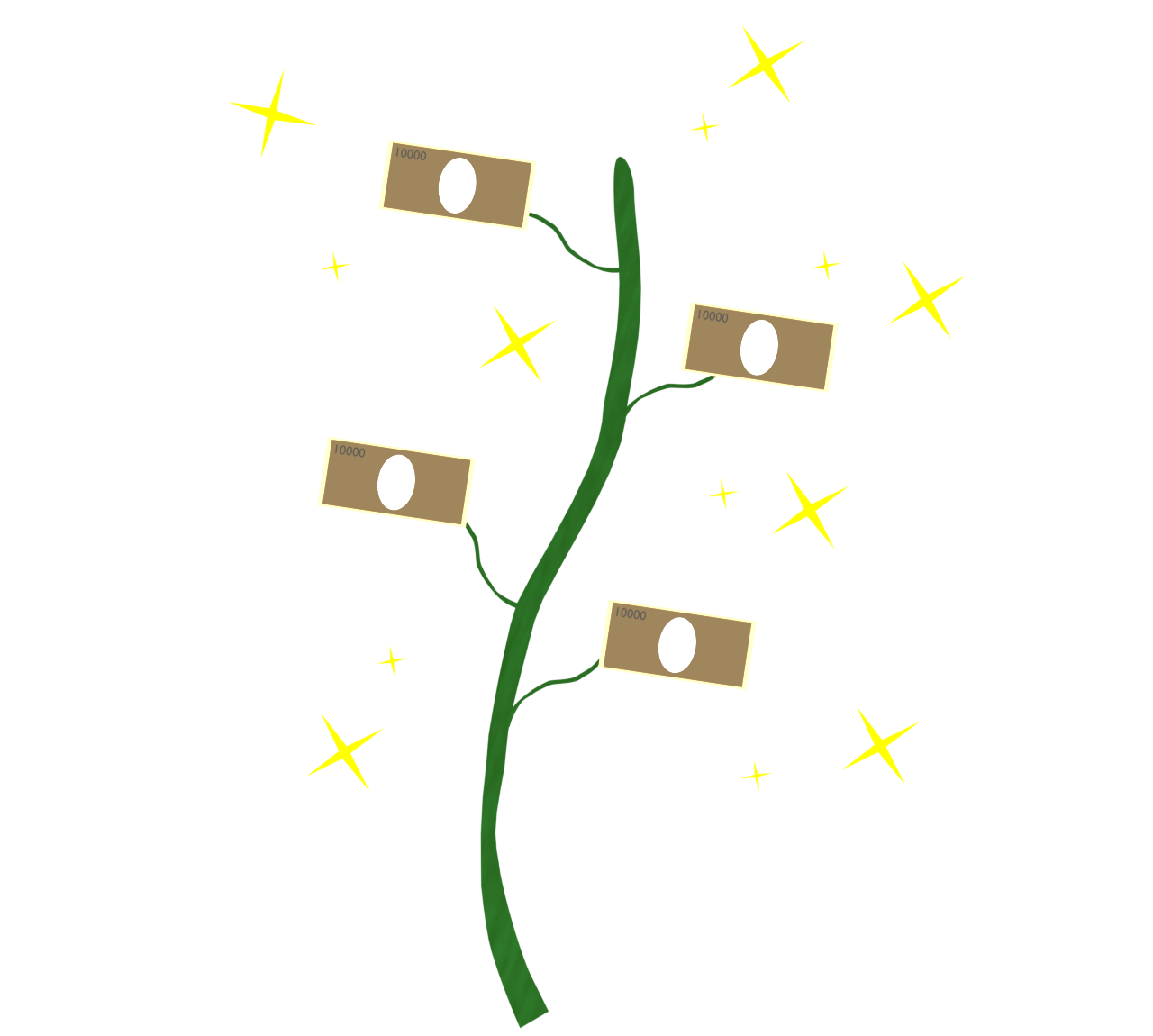 成長をするお金のイラスト