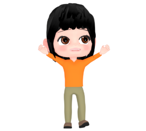 ガッツポーズをする笑顔の女性のイラスト