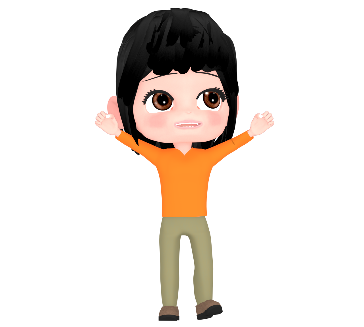 ガッツポーズをする笑顔の女性のイラスト