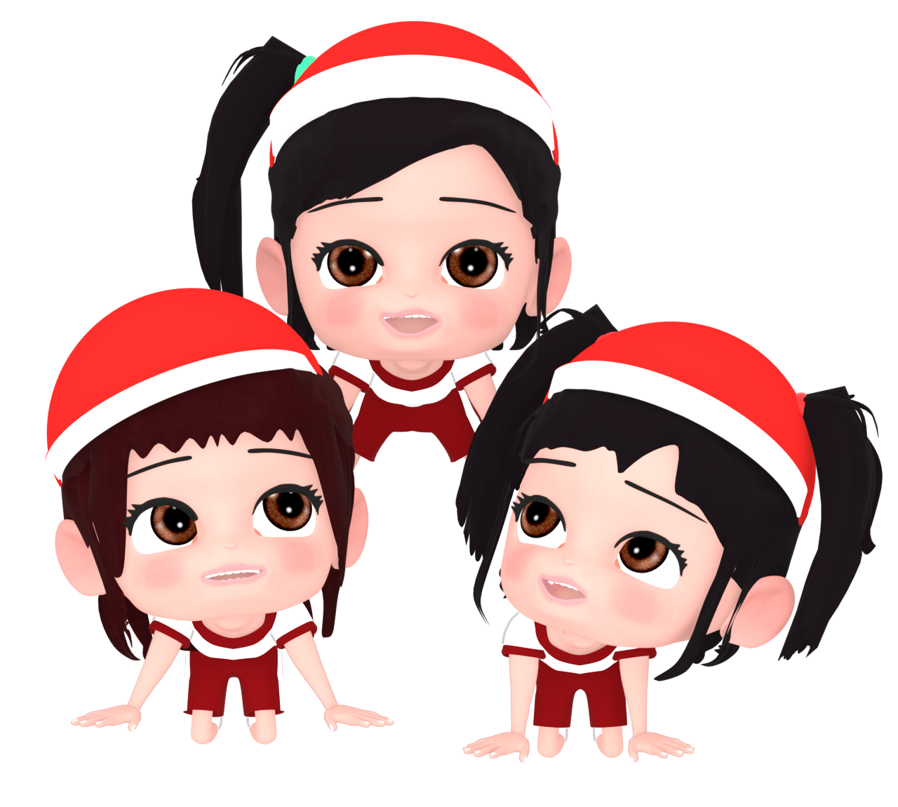 組体操でピラミッドを作る赤組の小学生のイラスト