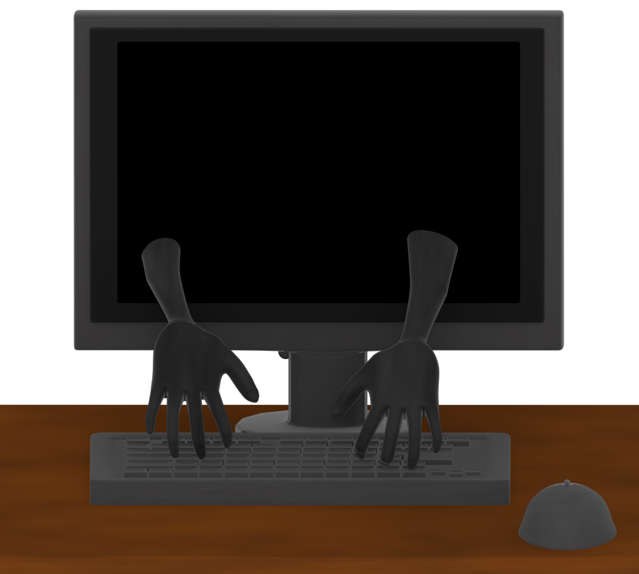 ハッカーに操作されるパソコンのイラスト