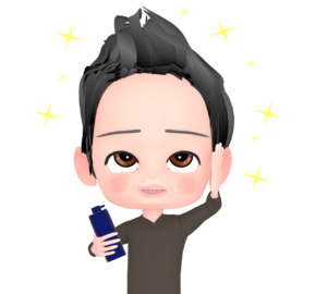 育毛剤でふさふさ髪の男性のイラスト