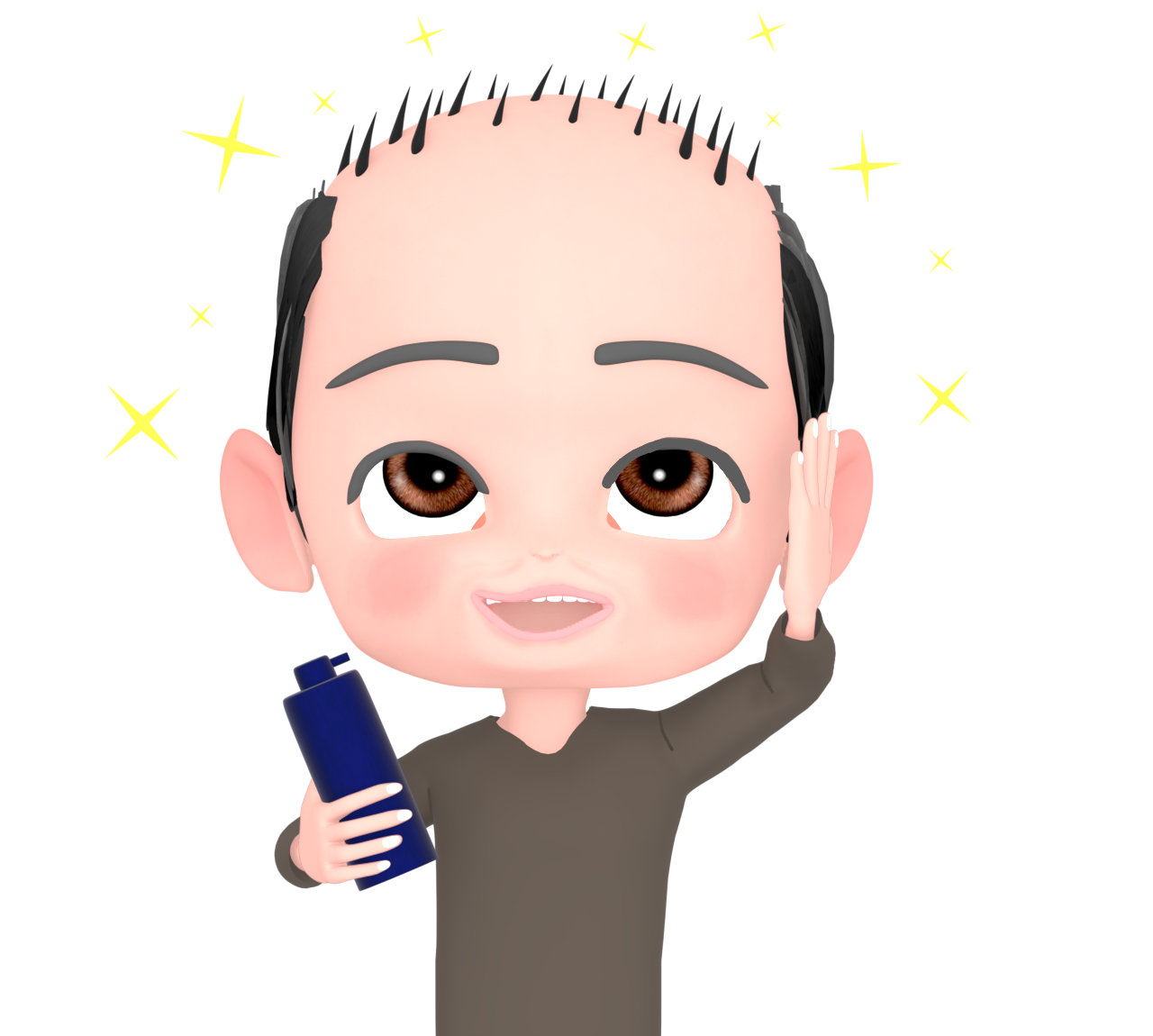 発毛剤で髪の毛が生えるイラスト