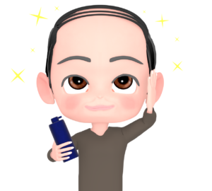 育毛剤を使う男性のイラスト