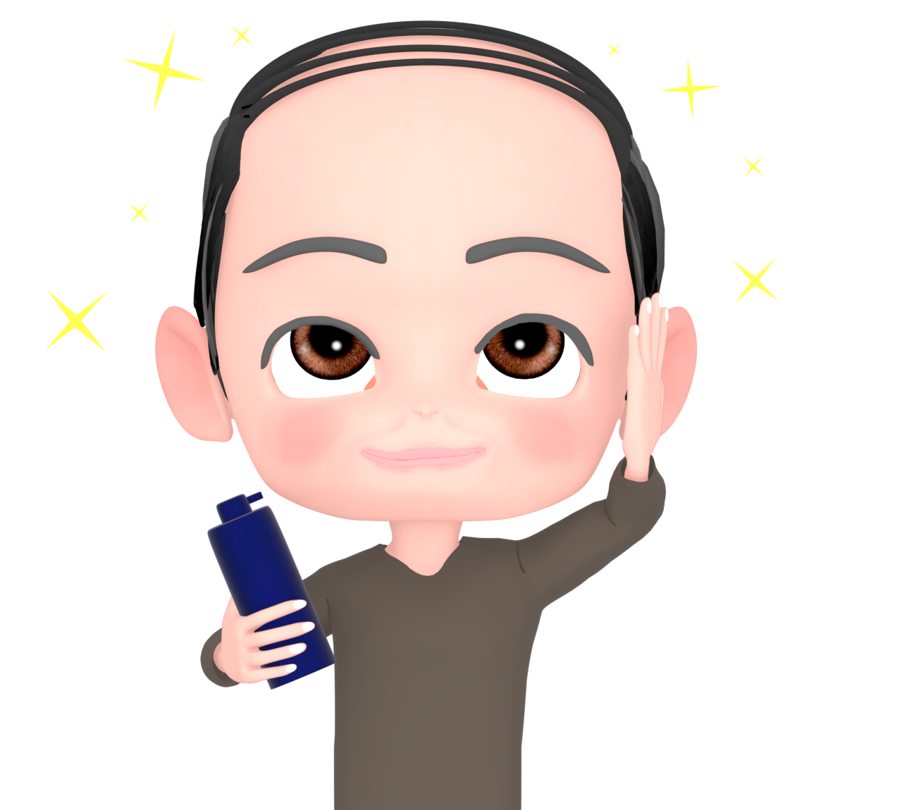 育毛剤を使う男性のイラスト