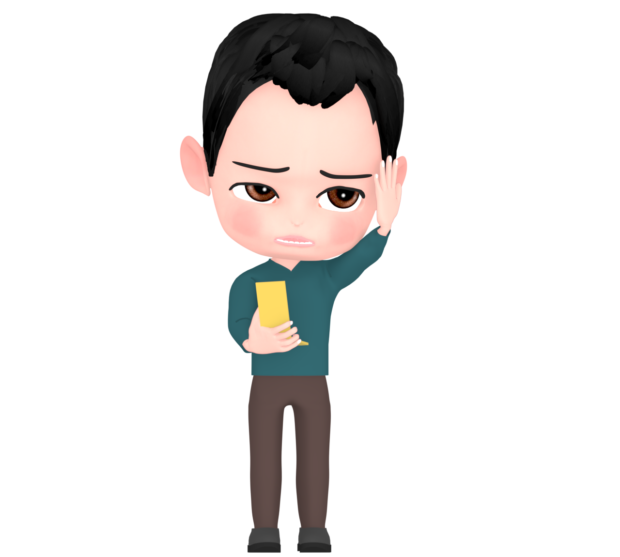 髪の毛の生え際が気になる男性のイラスト