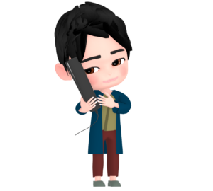 ヘアアイロンをかける男性のイラスト