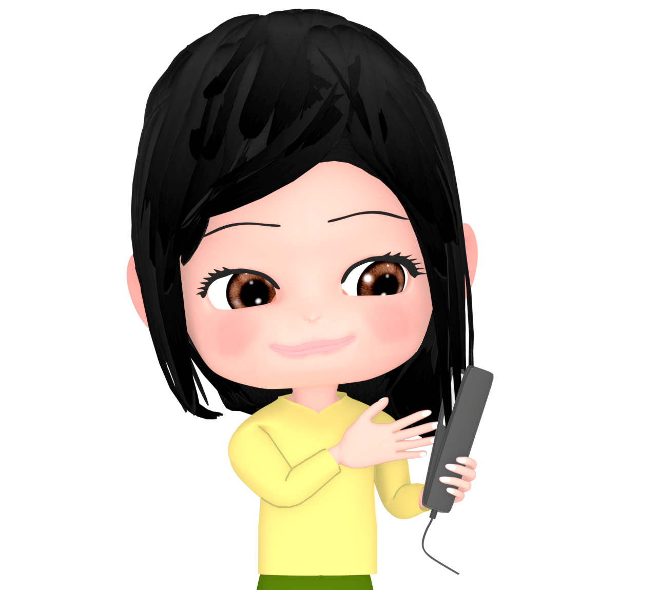ヘアアイロンを使う女性のイラスト