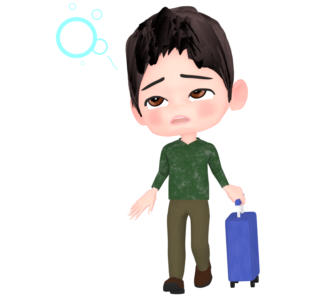 寝ぼけている旅行者のイラスト