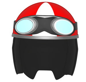 前向き半ヘルメットのイラスト（赤色）