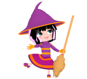 ハロウィンでコスプレをする魔女のイラスト