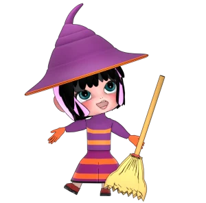 ハロウィンでコスプレをする魔女のイラスト