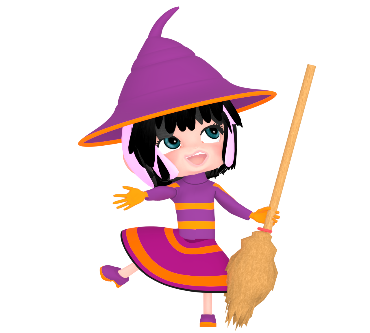 ハロウィンでコスプレをする魔女のイラスト