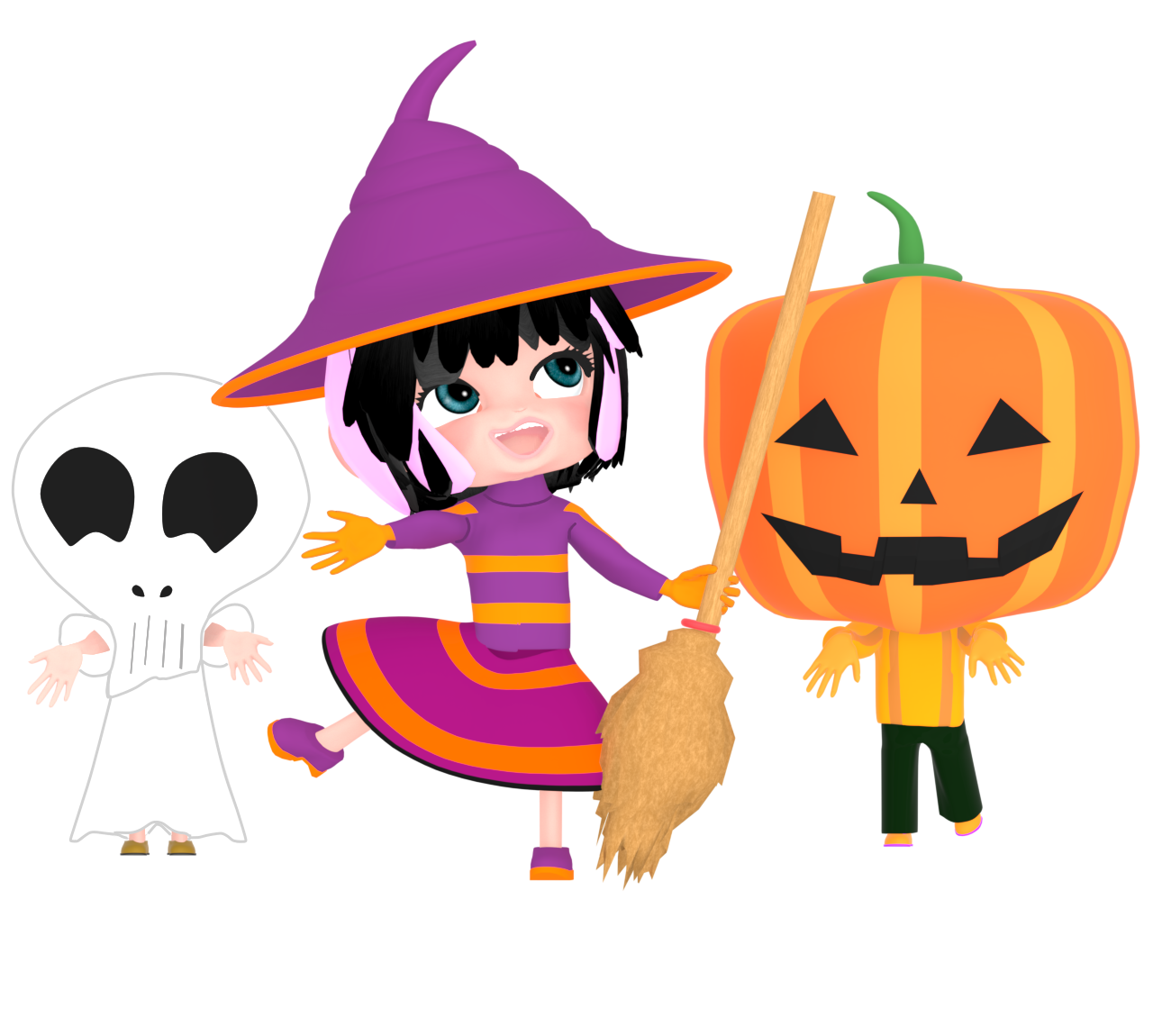 ハロウィンの仮装をする子どものイラスト