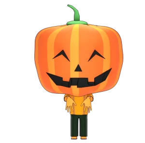 ハロウィンで笑うカボチャのオバケのイラスト