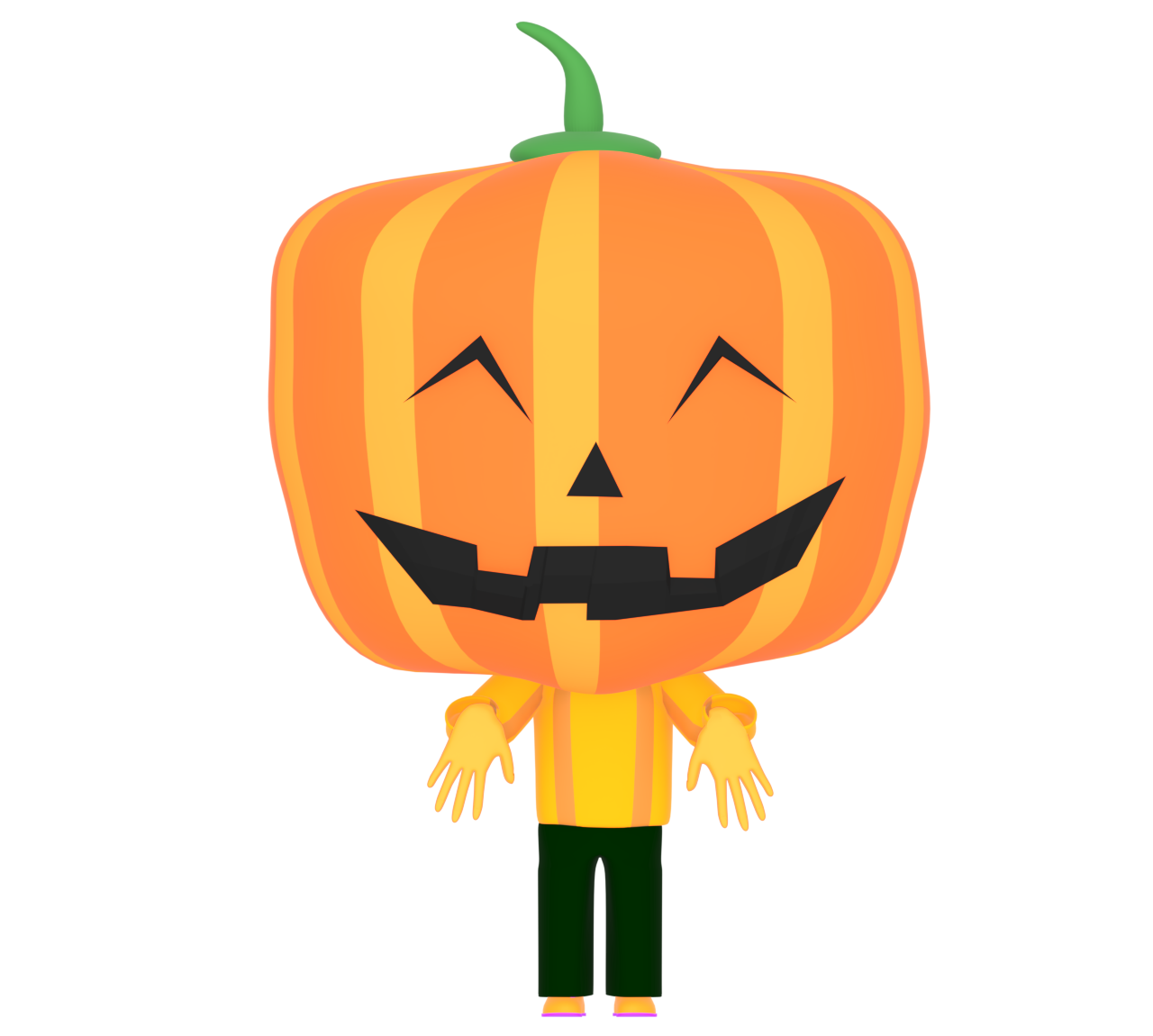 ハロウィンで笑うカボチャのオバケのイラスト