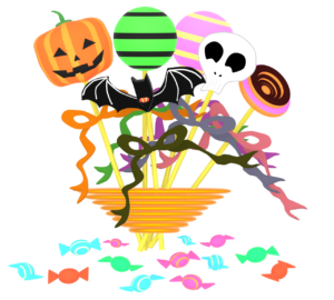 ハロウィンお菓子の詰め合わせのイラスト